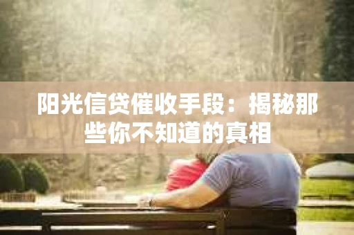 阳光信贷催收手段：揭秘那些你不知道的真相