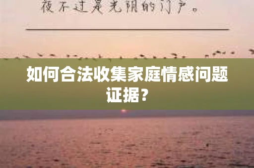 如何合法收集家庭情感问题证据？